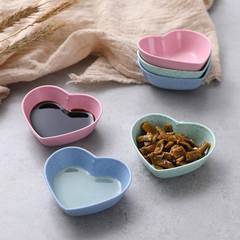 Wheat straw love seasoning dish Japanese creative vinegar dish soy sauce dish kitchen moisture-proof seasoning mini plastic small bowl