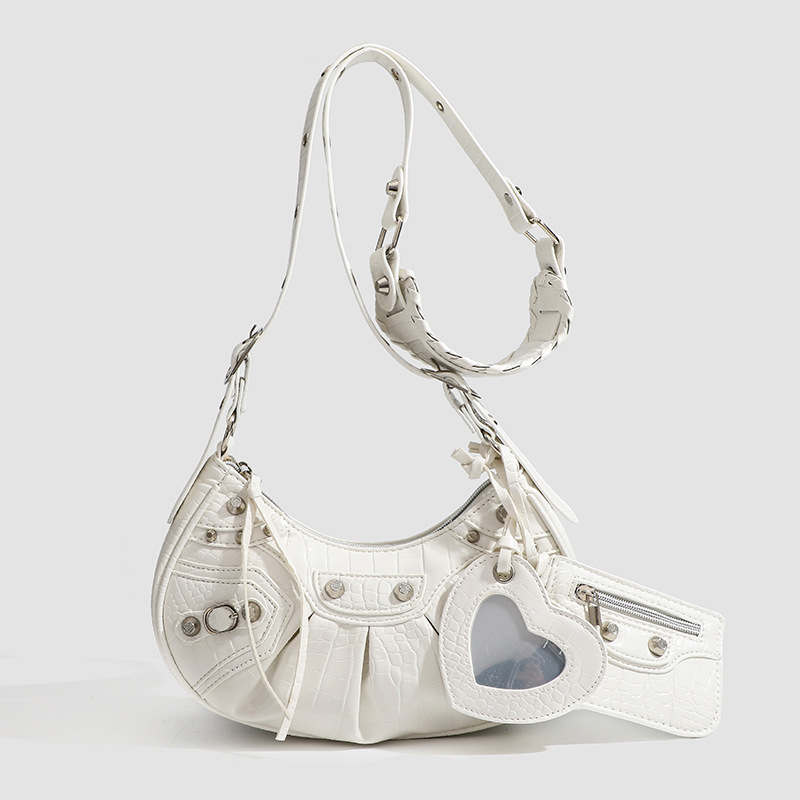 2026 New Niche Design Studded Spicy Girl Style Underarm Bag Versatile 3-In-1 Handbag Shoulder Crossbody Crescent Bag - Thumbnail 8