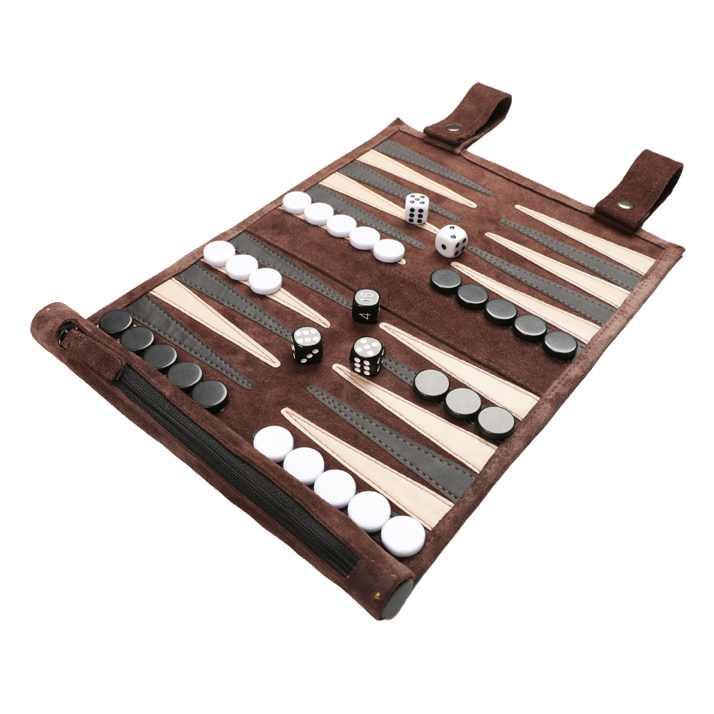 Backgammon And Chess Two-in-one Board, Double-sided, Ultra-thin Velvet Surface, Portable Outdoor Travel Chessboard_desvips.com