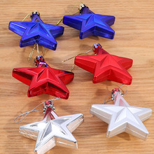 美国独立日电镀五角星国庆节挂件7cm/12pcs亮光 哑光圣诞节装饰品