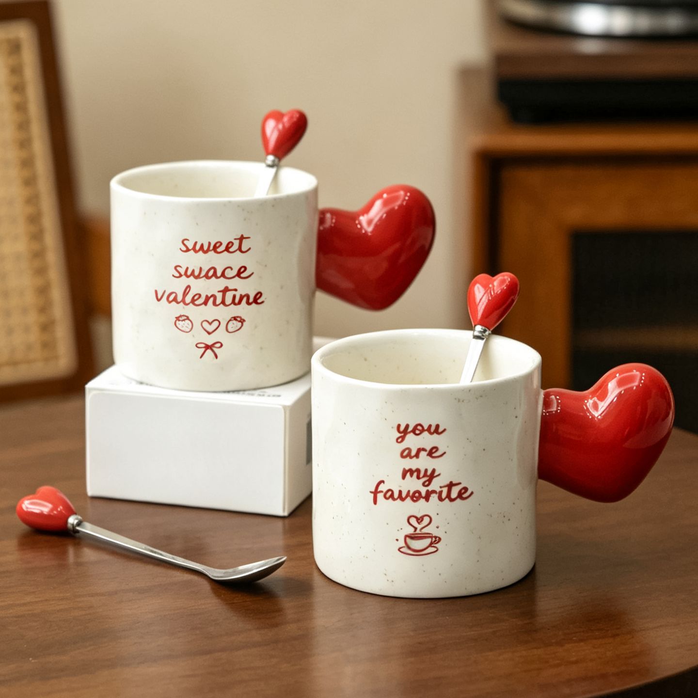 Taza de Cerámica con Forma de Corazón, Resistente a Altas Temperaturas, Apto para Microondas, para San Valentín