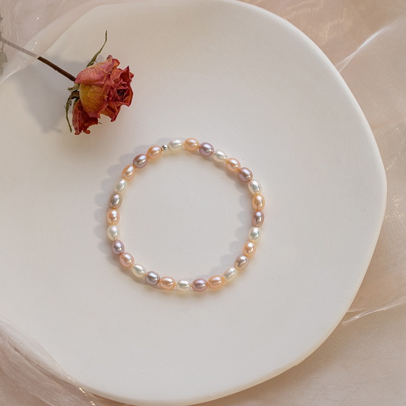 천연 화이트 핑크 퍼플 진주 팔찌