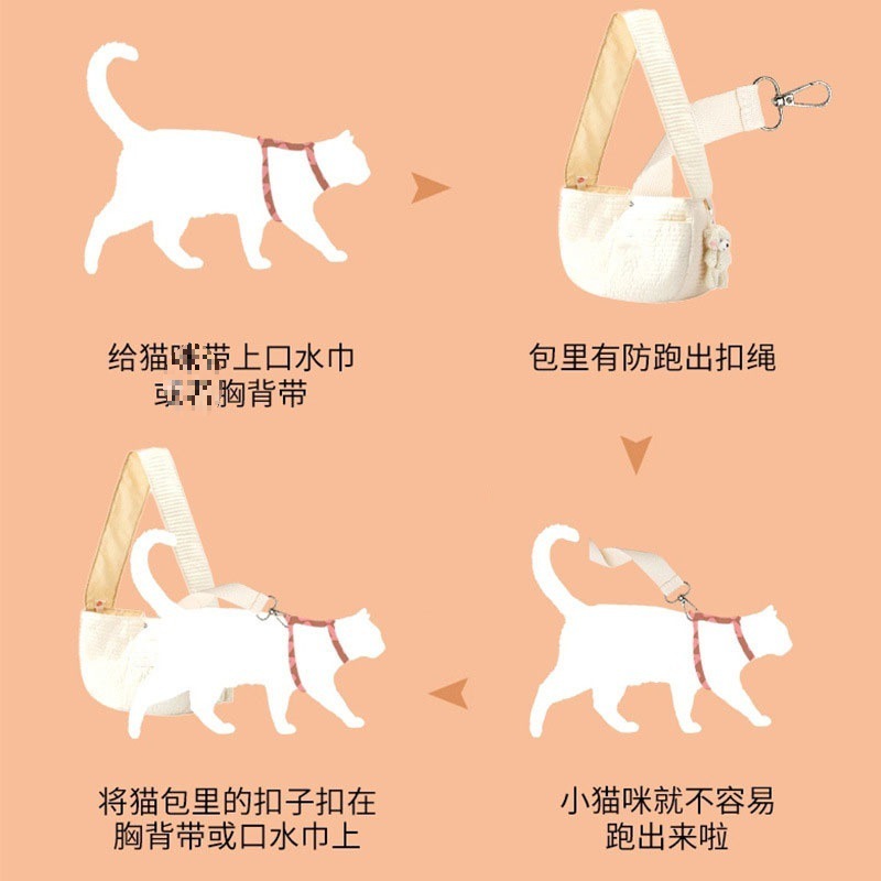 猫用バッグ、クロスボディペット用ポータブルバックパック、犬用テイクアウトバッグ、チェストポケット、猫用ウォーキングバッグ|undefined
