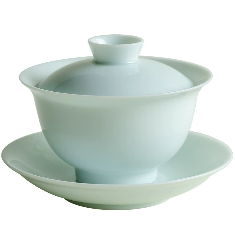 Тарелка для чая Shadow Qing Sancai Bowl Celery Kung Fu Tea Set Не выпекайте чайную чашу одна китайская бытовая керамика ручной захват чаши