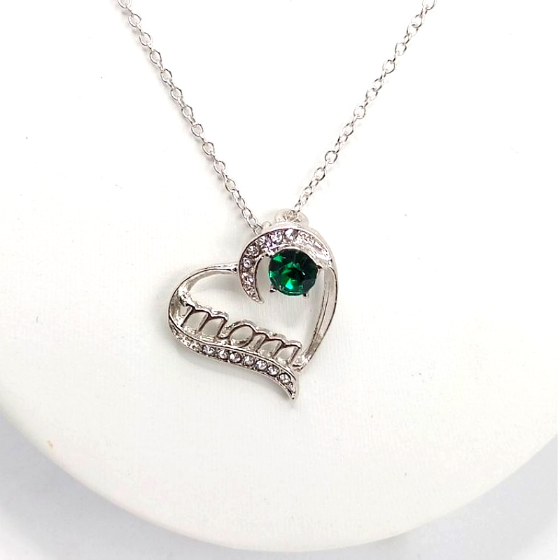 Mama Heart Shape Alloy Inlay Zircon Mother's Day Women's Pendant Necklace display picture 3