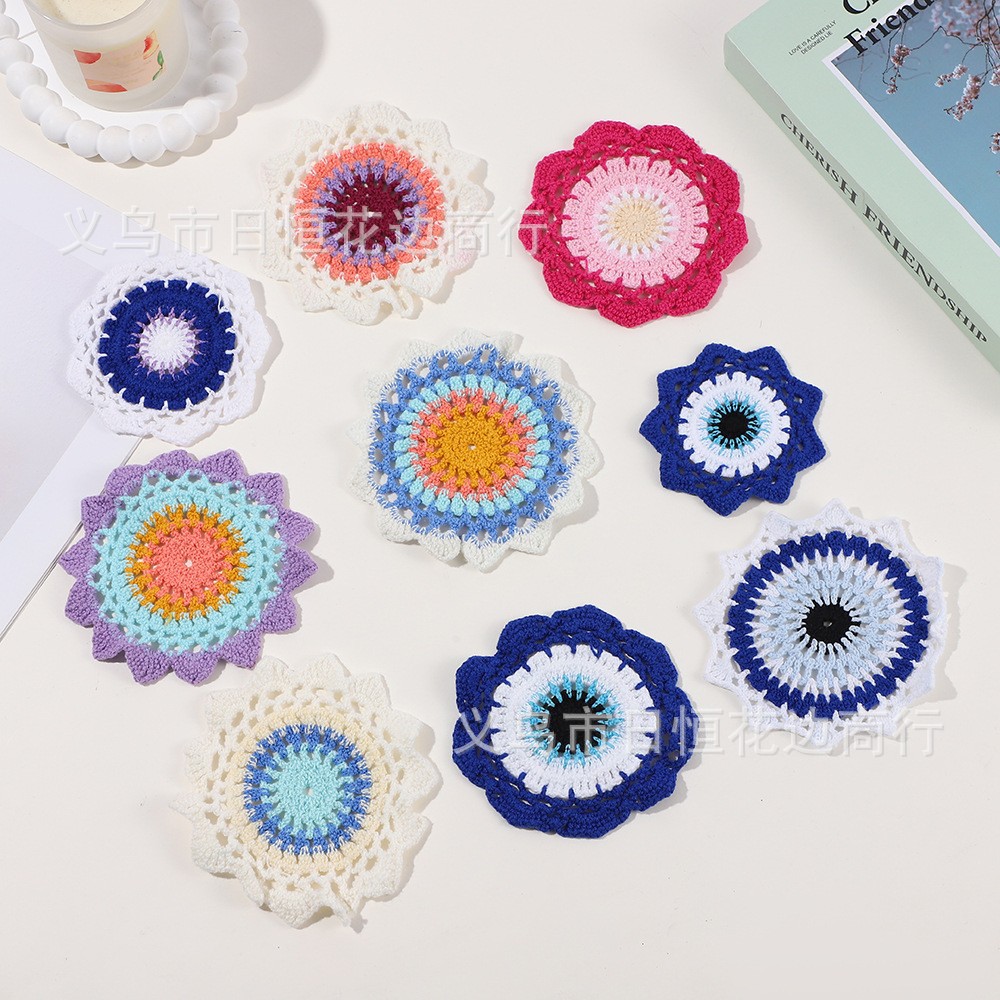 机手工彩虹捕梦网室内创意挂饰 圆餐杯垫捕梦网圆片印第安吉祥挂