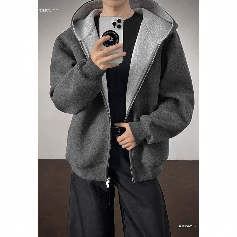 430g Heavy Weight Splicing Cardigan Hooded Sweatshirt Men's American Fashion Brand Boxy Short Silhouette Top Casual Jacket 430g Heavy Weight Splicing Cardigan Hooded Sweatshirt Men's American Fashion Brand Boxy Short Silhouette Top Casual Jacket
