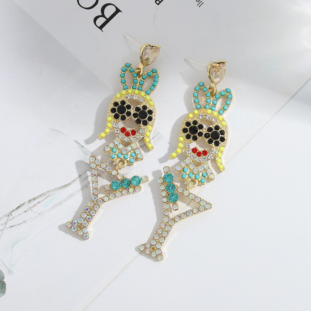 Cartoon Cute Long Alloy Diamond Earring display picture 9