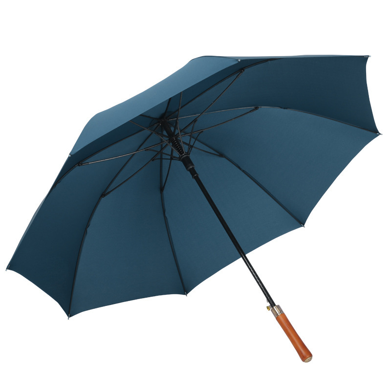 ゴルフレトロ無垢材ハンドルストレート骨傘大型ダブルゴルフ晴雨兼用広告傘ロゴ印刷可能|undefined