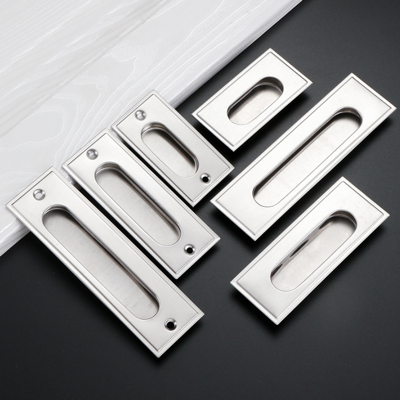 304 stainless steel long handle cabinet drawer wardrobe hidden sliding door concealed handle embedded concealed button door handle