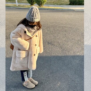 Children's 100 full lamb fur girls' fur coat medium and large children's fur children's cashmere fur children's clothing