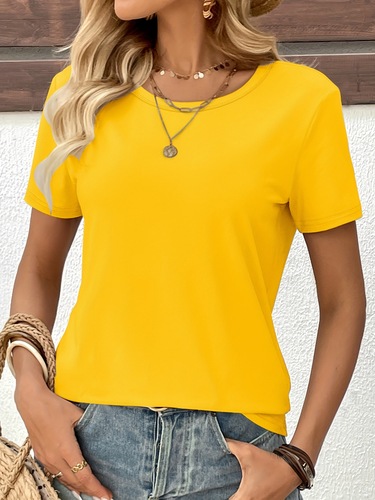 Summer Short-Sleeve T-Shirts for Women's Tops—European and American-Style Solid-Color Short Sleeves