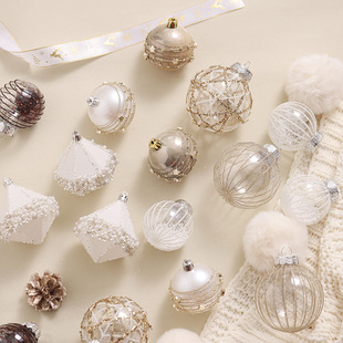 New Champagne White Christmas Ball Christmas Tree Decoration Pendant Transparent Color Ball Window Scene Layout Props