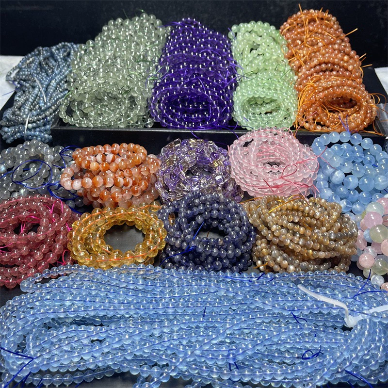 Зеленый Призрак Аквамарин Блондинка Черные Волосы Ару Аметист Клубника Кристалл Серый Лунный Клей Черное Золото Супер Браслет Оптом