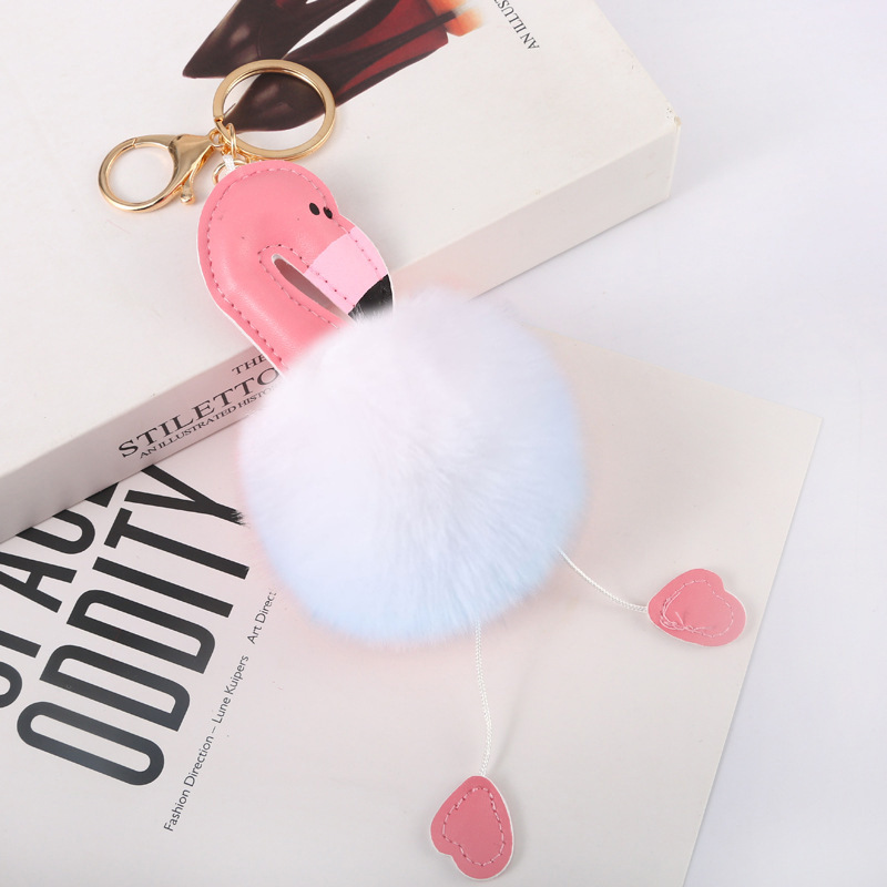 Cartoon Style Flamingo Pu Leather Alloy Plush Plating Bag Pendant Keychain display picture 4