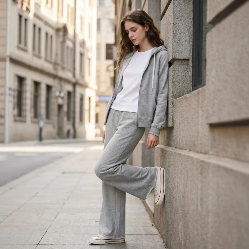 Korean-Style Washed Cotton Raw Edge Casual Sweatpants in Various Sizes, Soft and Cloud-Like Feel Long Pants