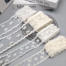 米白色透明蕾丝花边牛奶丝网布刺绣绑带蝴蝶结手工材料帽服装辅料