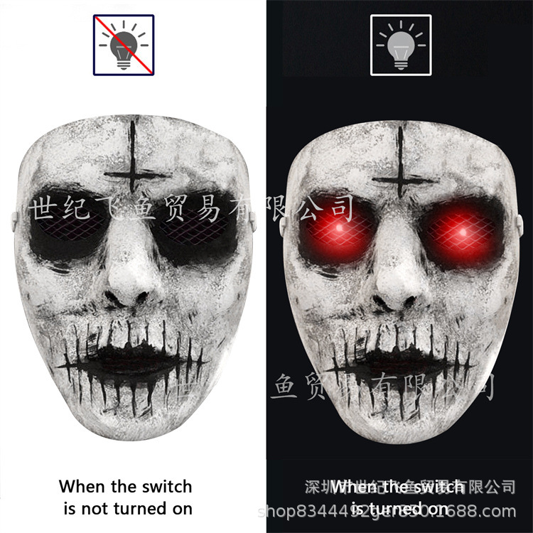 Peces voladores Halloween demonio asesino horror máscara demonio LED máscara luminosa casa encantada Cámara accesorios Grim Reaper cara