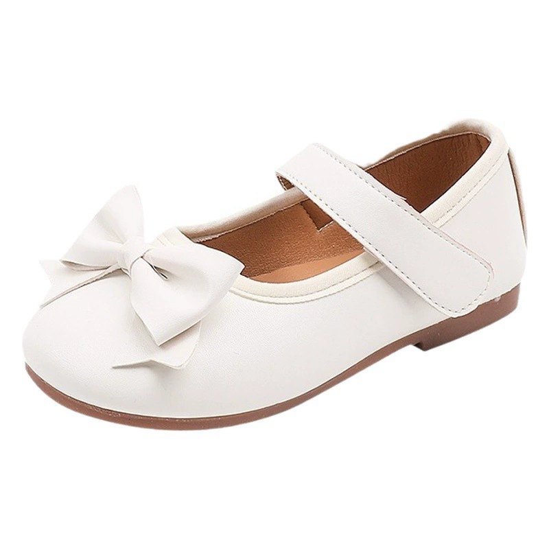 Оптовая продажа: Новые детские кожаные туфли в корейском стиле с бантом для девочек, весна-осень 2025, черные, с мягкой подошвой, модель «Принцесса»