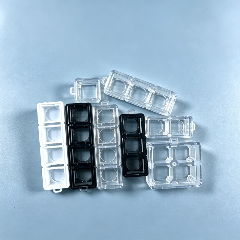 Stress-relief toy with one-button, two-button, three-button, four-button, cross-shaped four-button, nine-button options, available in white, transparent, and translucent black