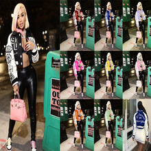 跨境外贸 独立站 中东站 印花毛呢翻领女士潮流棒球服夹克小外套