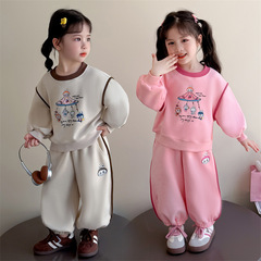 女童套装2025新款秋季洋气时髦女宝宝外穿秋装运动卫衣卫裤两件套