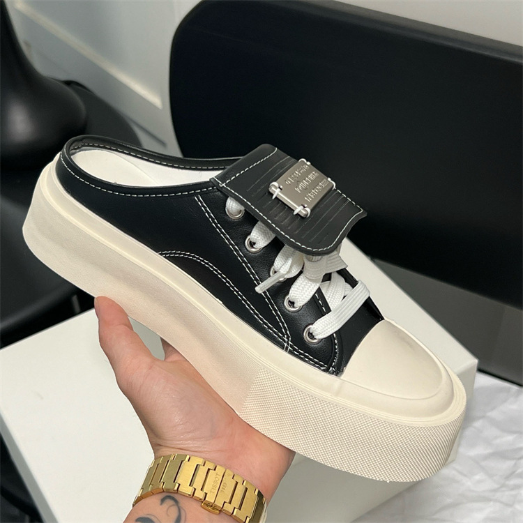 Half Drag 2024 Sommer Neue dicke Unterseite Baotou Mode Oberbekleidung Casual weiße Schuhe_voghion.com