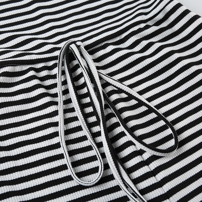 Striped Color Matching Horizontal Bra Lace up Long Mop Casual Pants Jumpsuit Trousers