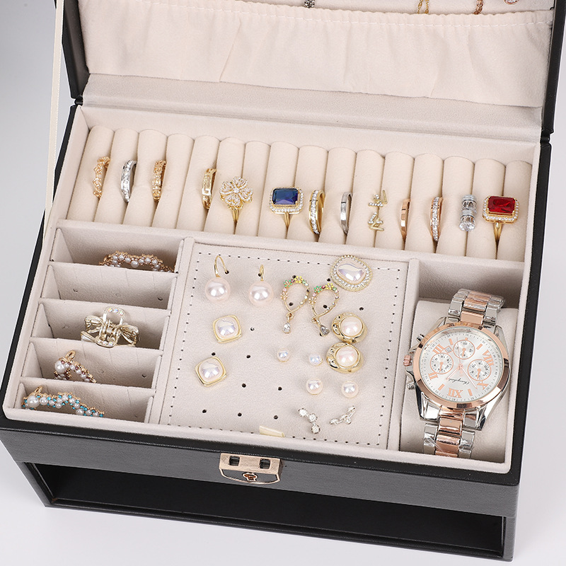 Caja de almacenamiento de joyas multicapa de gran capacidad para joyas, accesorios para el cabello, anillos, pendientes, collares, pendientes, pulseras, caja de almacenamiento