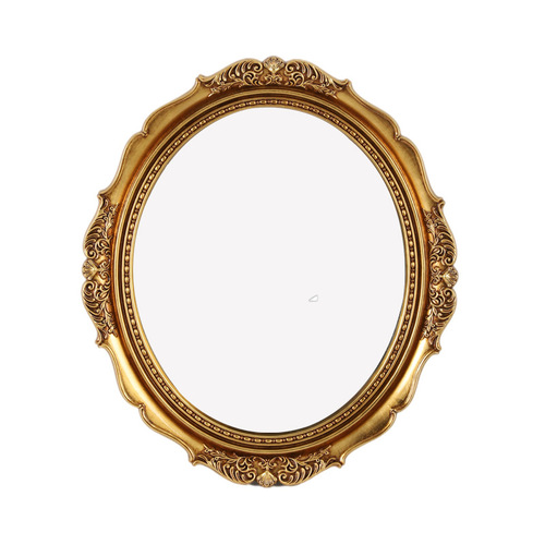  New European-style Bathroom Mirror, American-style Entrance Wall-mounted Decorative Mirror, PU Retro Women's Vanity Bathroom Mirror