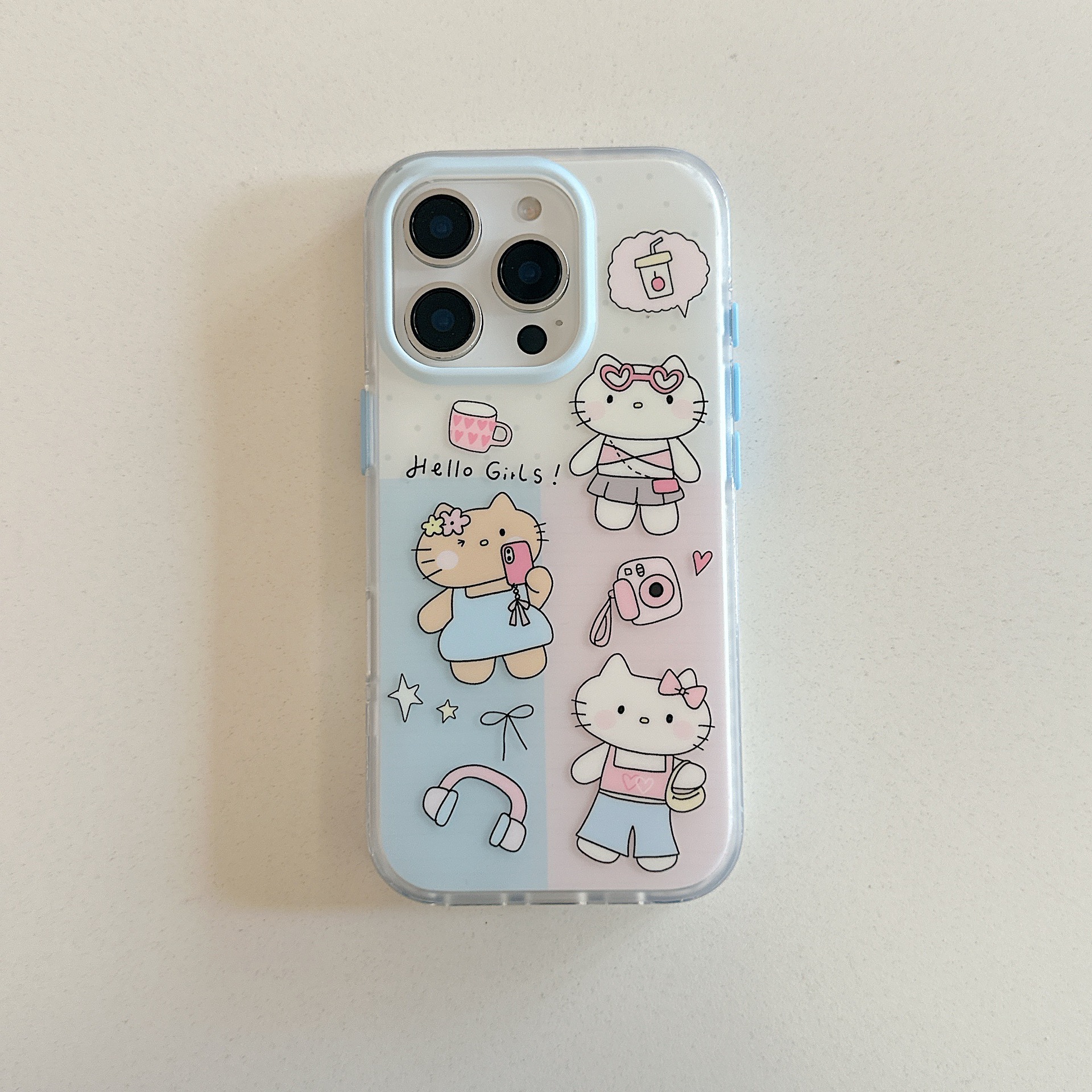 KT cat de dibujos animados coreanos para Apple 15Pro/16Pro pareja 14ProMax nicho 13 femenino 16ProMax