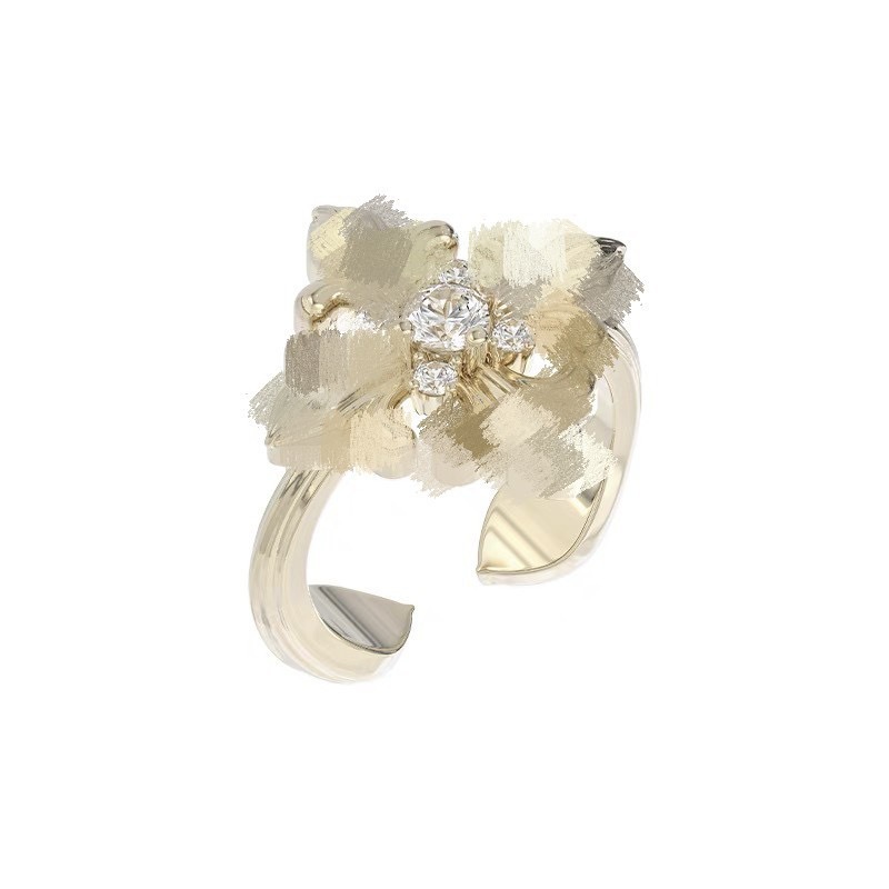 Three Horizontal Lines of the Same Style Jewelry: Iris Flower Ring, Light Titanium Lace Hollow Cross, Maillard Light Luxury Niche Wholesale 4