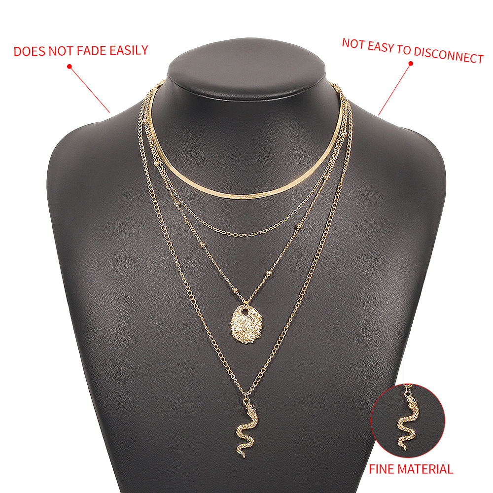 Exaggerated Multi-layered Necklace Snake-shaped Metal Simple Necklace display picture 5