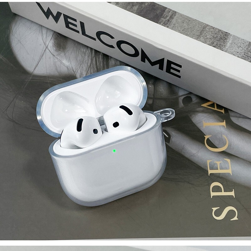 Suitable for Apple AirPods4 new 4 generation earphone protective cover PU transparent bluetooth earphone shell shockproof lanyard