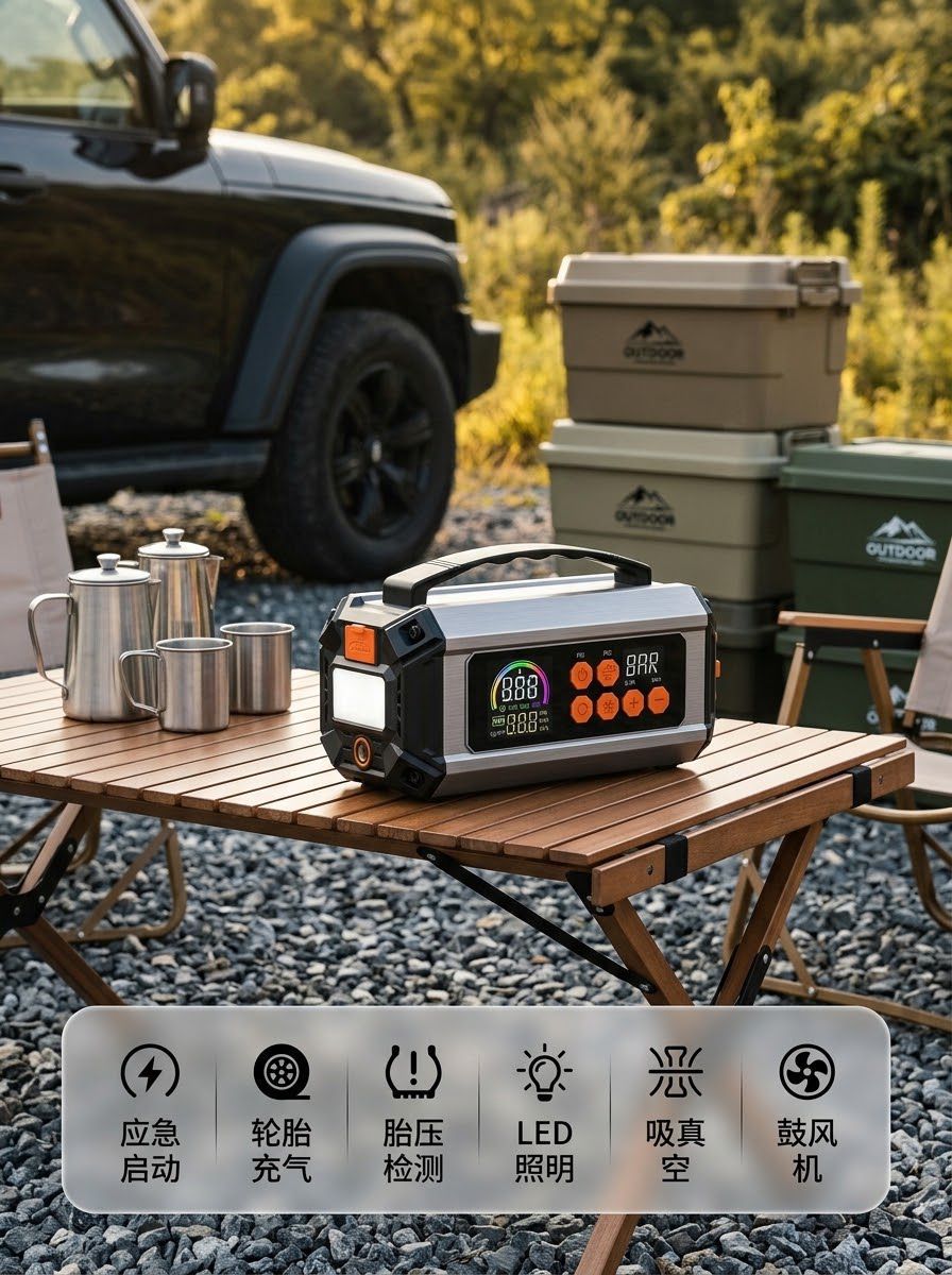 Car Air Pump, Multi-Functional Portable Electric Car Air Pump, Emergency Jump Starter