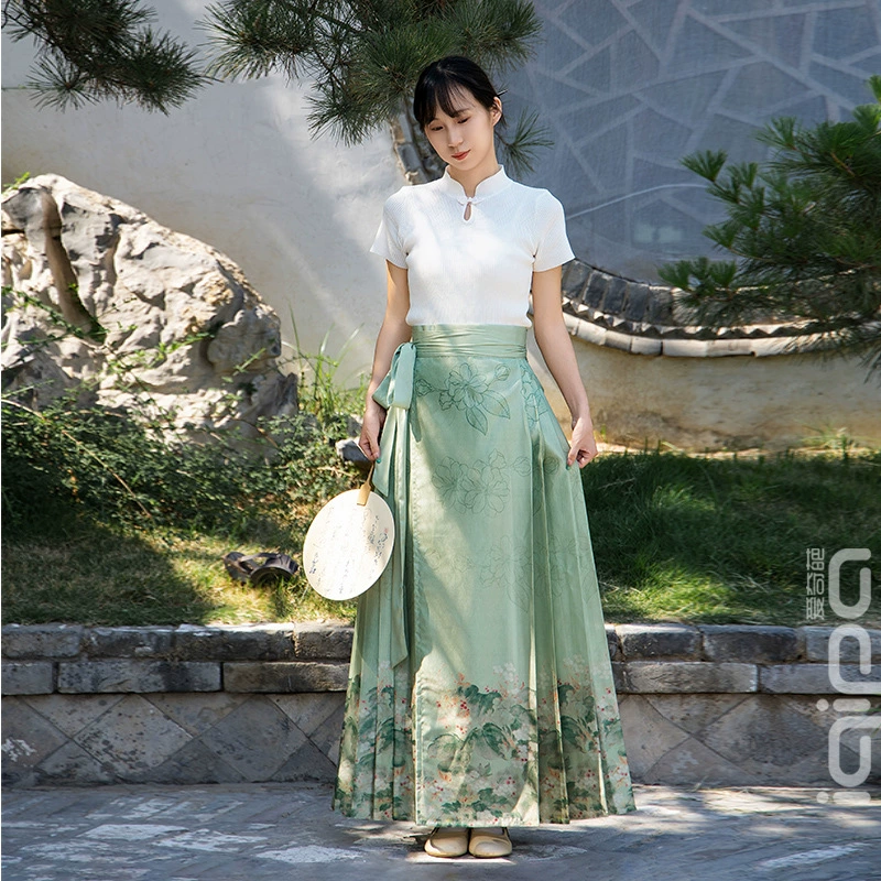 [Бегония] Новая китайская юбка хорошего темперамент юбка с конским лицом юбка летняя модель