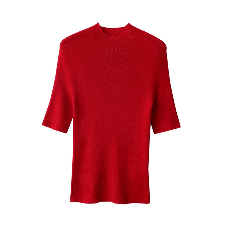 Summer German Yangtze Yarn Island Seamless 100% Wool Half Turtleneck Base Top High-End Mid-Sleeve Wool Sweater Summer German Yangtze Yarn Island Seamless 100% Wool Half Turtleneck Base Top High-End Mid-Sleeve Wool Sweater