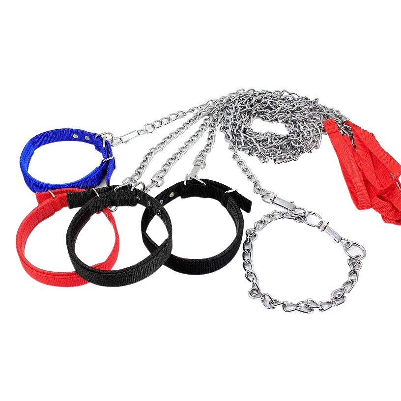 Venta directa de fábrica perro mascota cadena de hierro correa de perro collar de mascota suministros para mascotas entrega de una sola pieza al por mayor