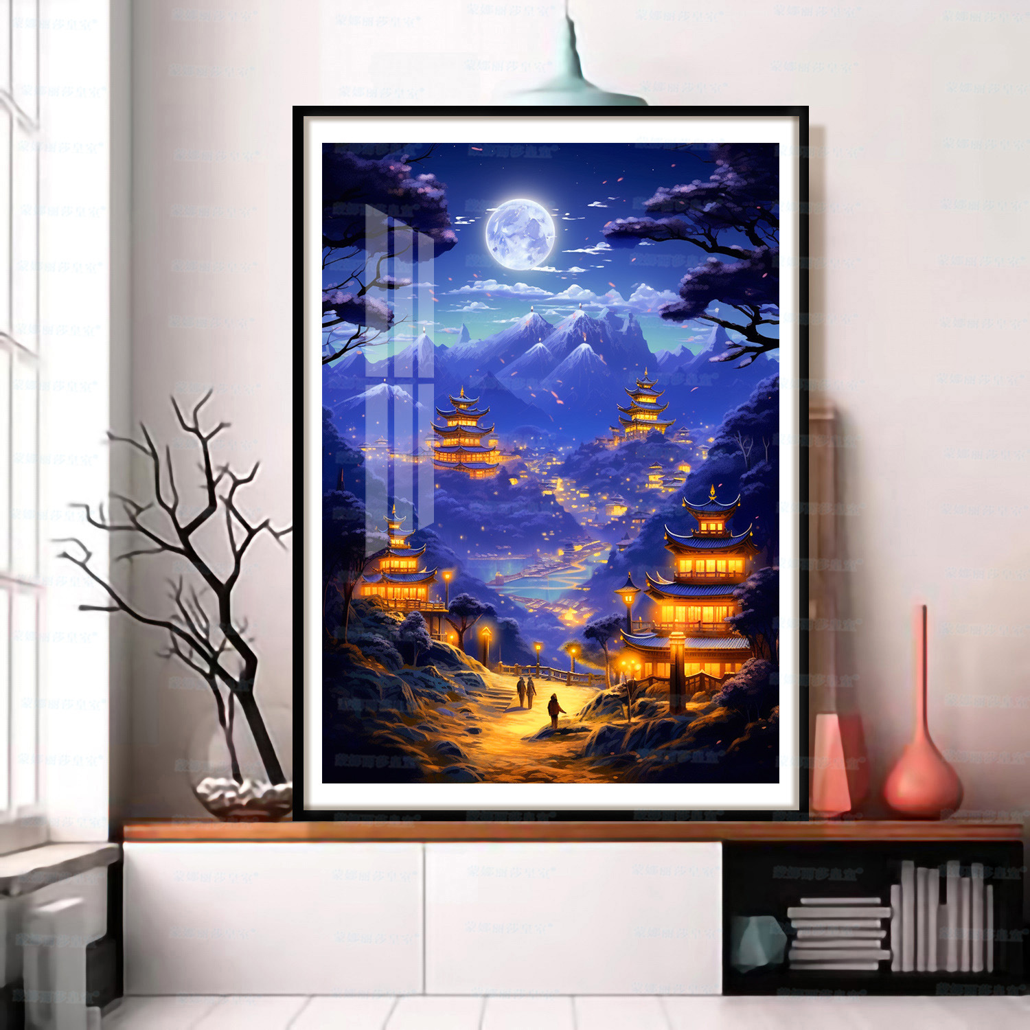 Mona Lisa real noche de bordado cruzado Chang 'an 2024 nuevo estilo antiguo paisaje paisaje paisaje decoración de la sala de estar