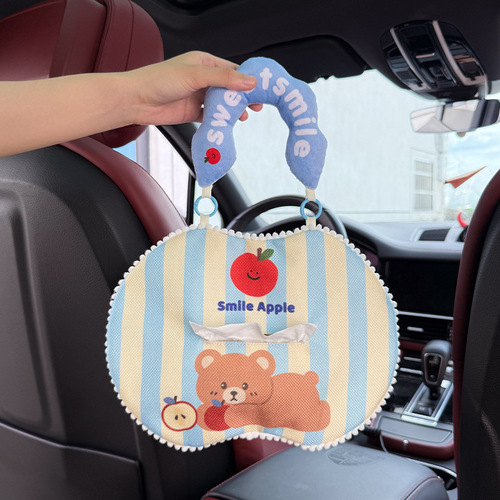 Paper Towel Holder Car Wash Cloth Storage Bag Cute Cartoon Animal Creative Wet Wipes Backrest Handle Box Suspension