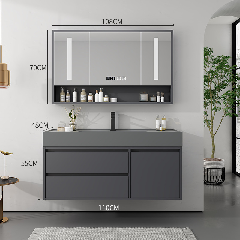 Light Luxury Solid Wood Bathroom Cabinet Combination suit Floor-Standing Washbasin Intelligent Wash and Face Bathroom Washstand Light Luxury Solid Wood Bathroom Cabinet Combination suit Floor-Standing Washbasin Intelligent Wash and Face Bathroom Washstand