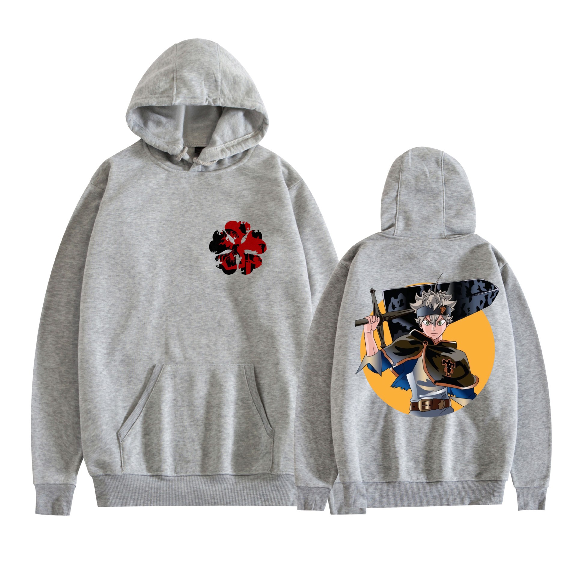 Trébol de cuatro hojas negro nuevo transfronterizo Black Clover animación periféricos hombres y mujeres suéter con capucha suelto casual