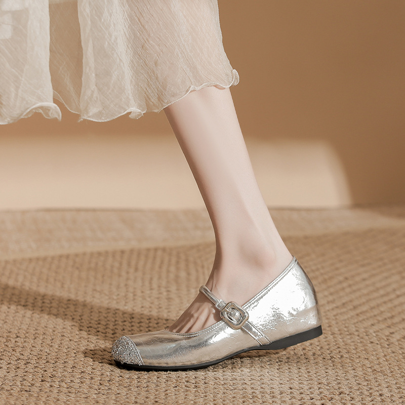Soft-soled Shallow Mary Jane For Women Internal Height Increase, 2025 New Spring And Autumn Style, Retro French Flat_vogvips.com