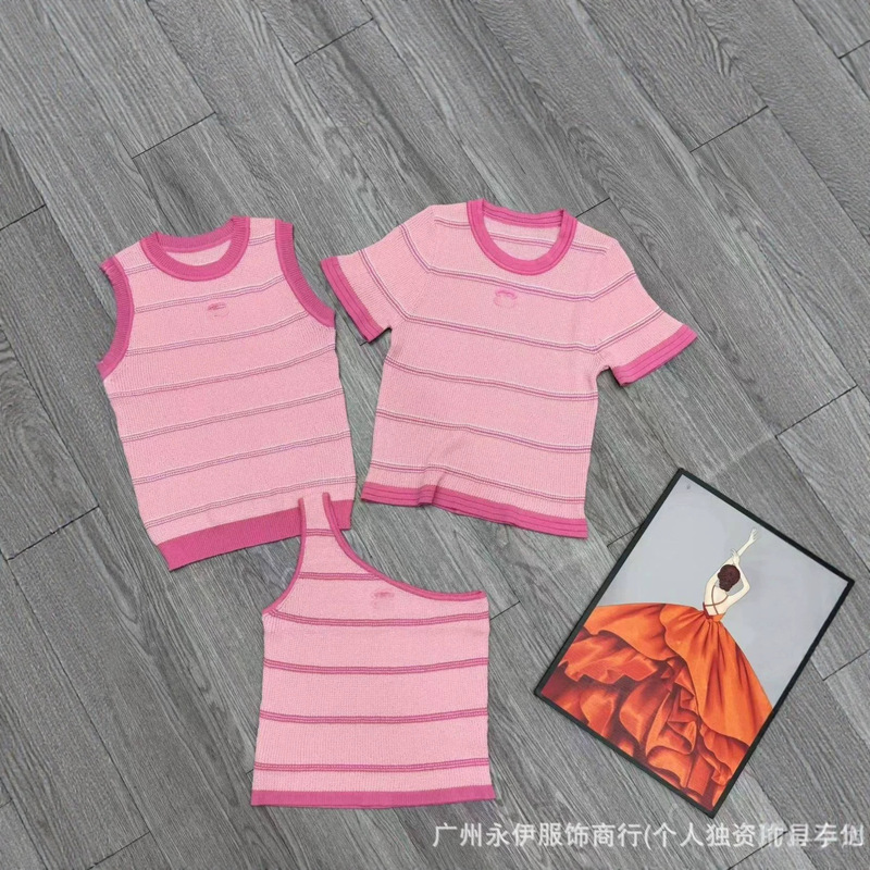Early Autumn New Style Chanel Logo Hollow-Out Color-Block Knit Cardigan Round Neck Pullover Short-Sleeve Loose Versatile Women's Top Early Autumn New Style Chanel Logo Hollow-Out Color-Block Knit Cardigan Round Neck Pullover Short-Sleeve Loose Versatile Women's Top