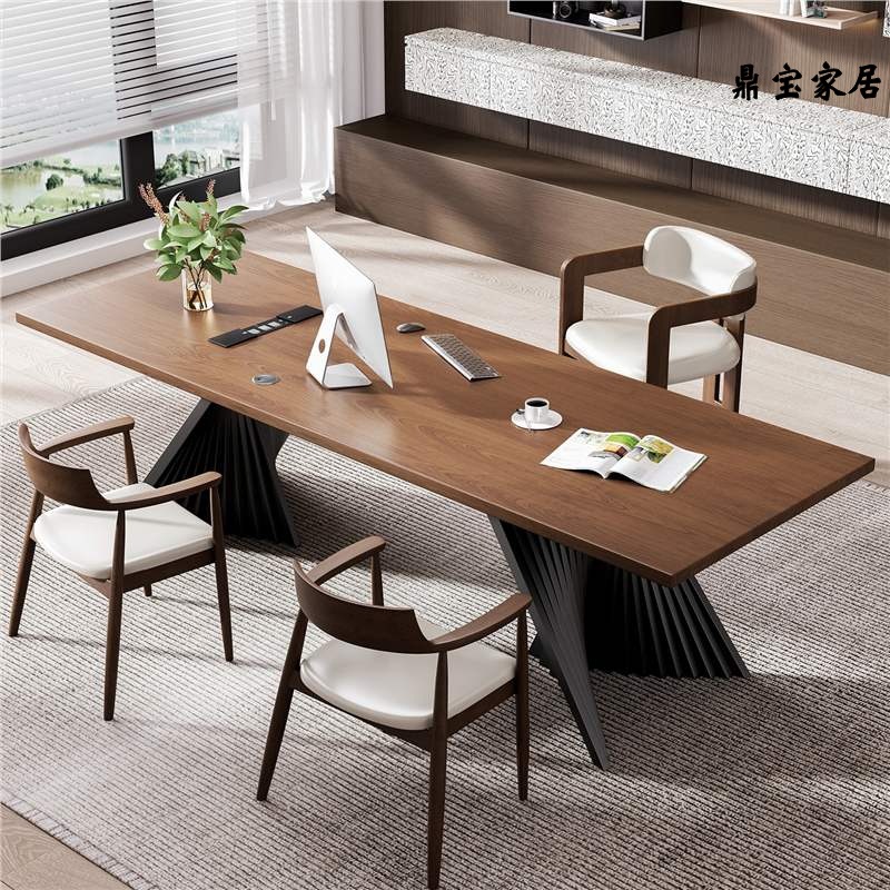 Scandinavian Solid Wood Boss Desk Modern Minimalist Office Desk B&B Creative Desk Workbench Computer Desk