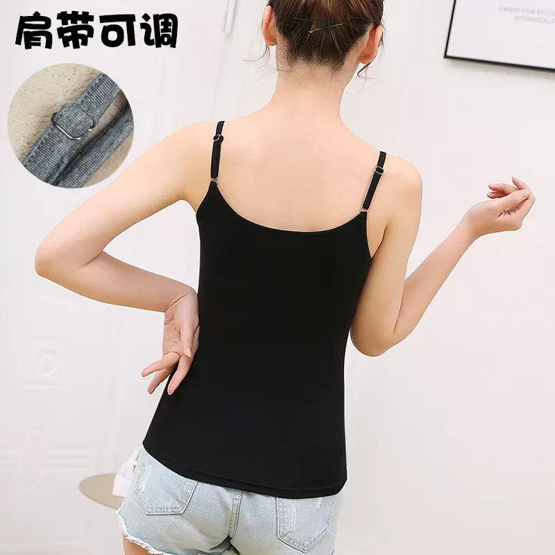 莫代尔女士吊带背心弹力修身外穿小吊带黑色打底衫可调节肩带批发