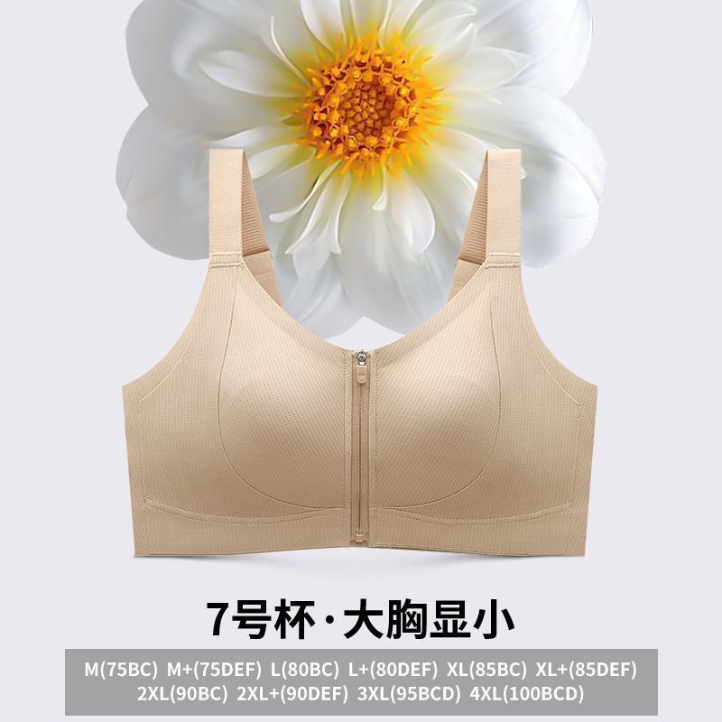 润微一拉薄春夏大胸显小前拉链内衣文胸易穿脱前扣美背女欧若风|undefined