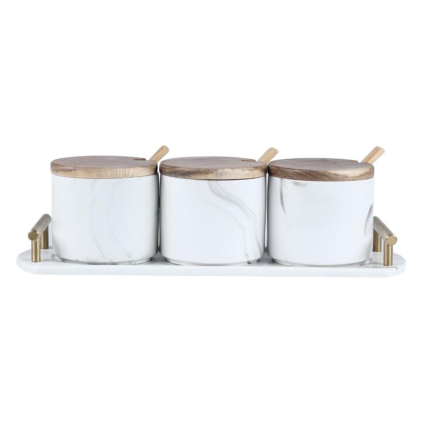 Simple marbling cerámica cocina suministros condimento tarro redondo nórdico condimento tarro traje combinación hogar creativo