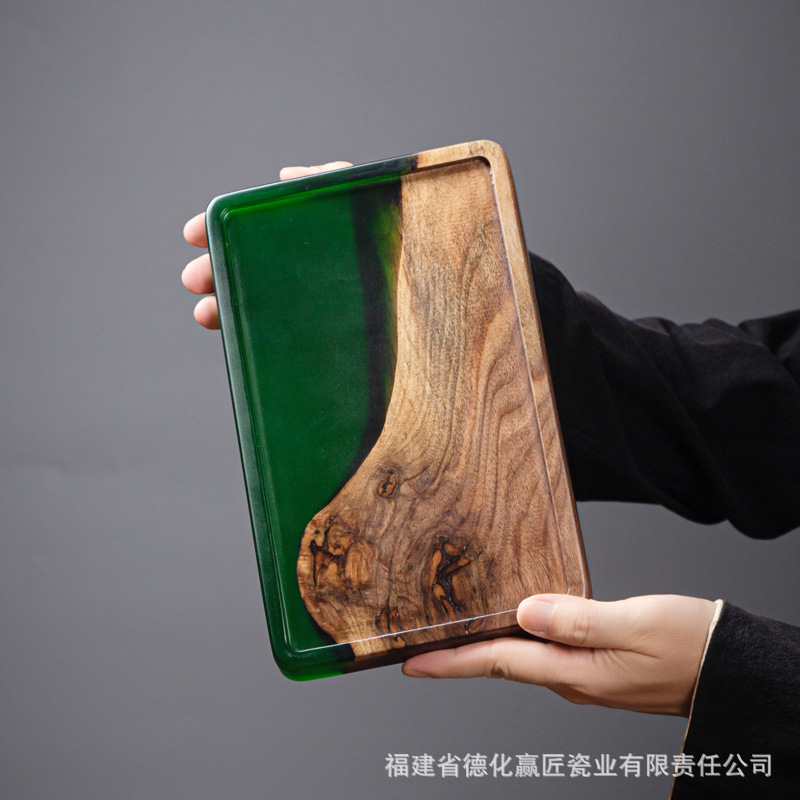 Transfronterizo japonés Zen acantilado tinta seco tabla de té placa de madera aislamiento térmico hogar resina de cojinete de acero simple retro