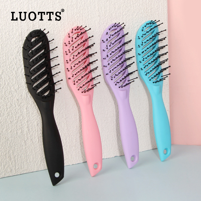 Foreign Trade Men's Back Hair Styling Small Curved Comb Nylon Tooth Hair Styling Comb Plastic Hollow Rib Comb